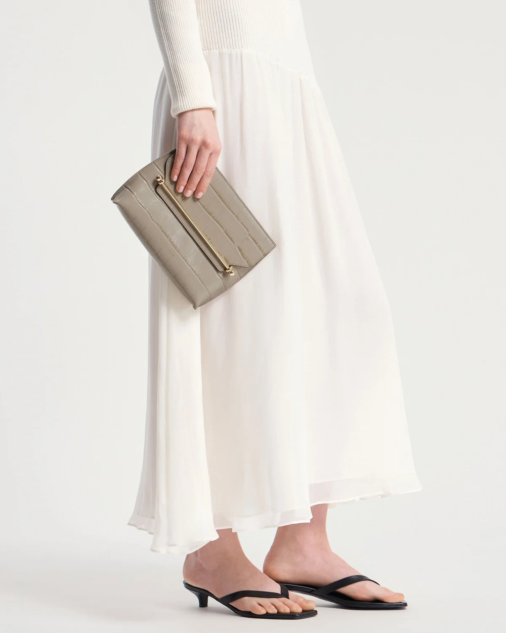 Stylist - Croc-Embossed Leather Light Taupe