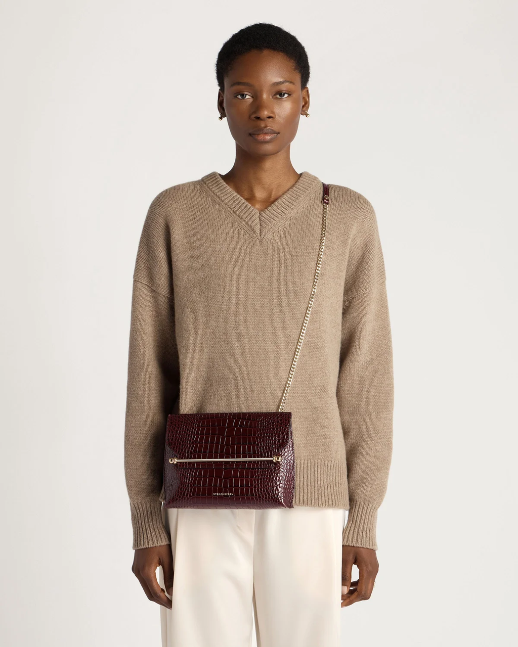 Stylist - Croc-Embossed Leather Burgundy