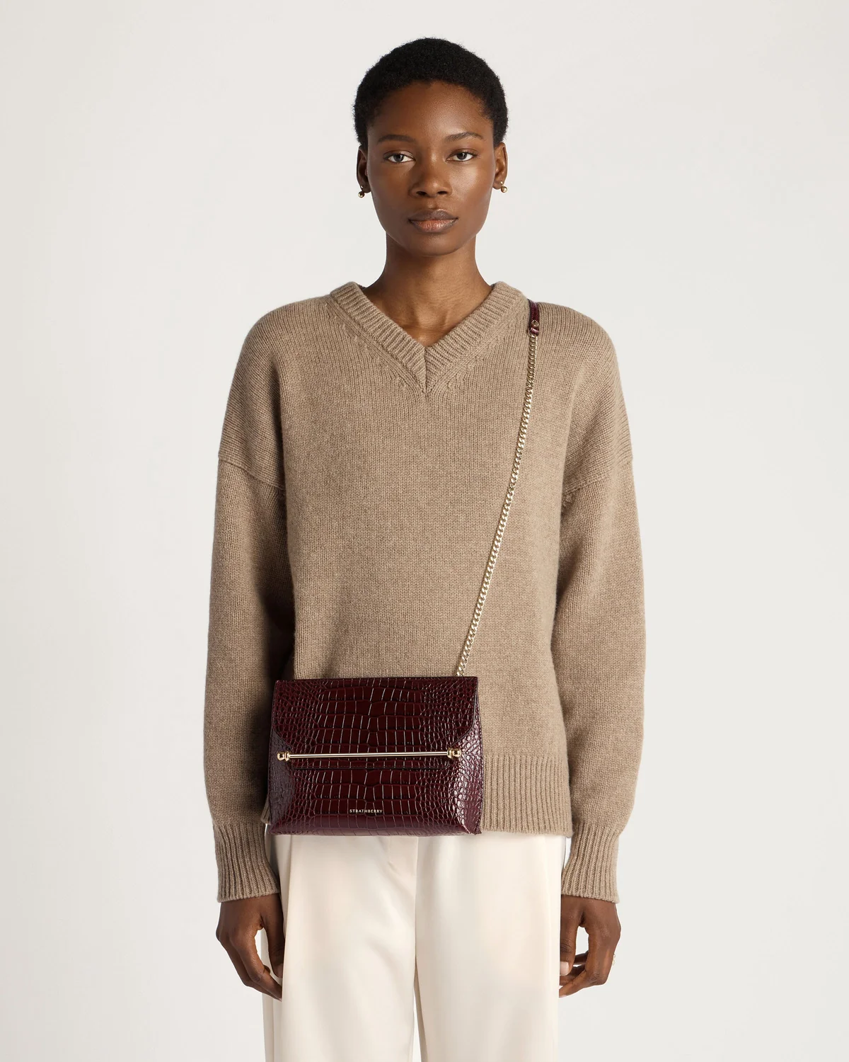 Stylist - Croc-Embossed Leather Burgundy