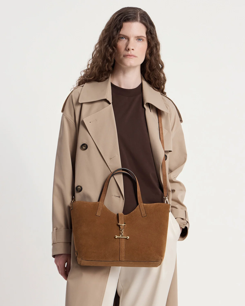 Kite Tote Midi - Tan Suede