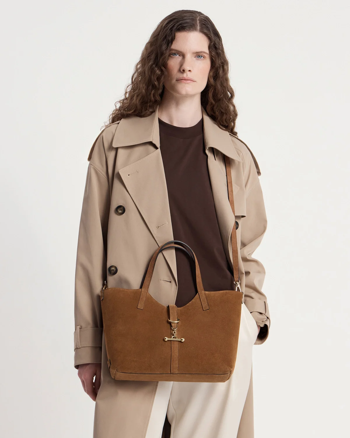 Kite Tote Midi - Tan Suede