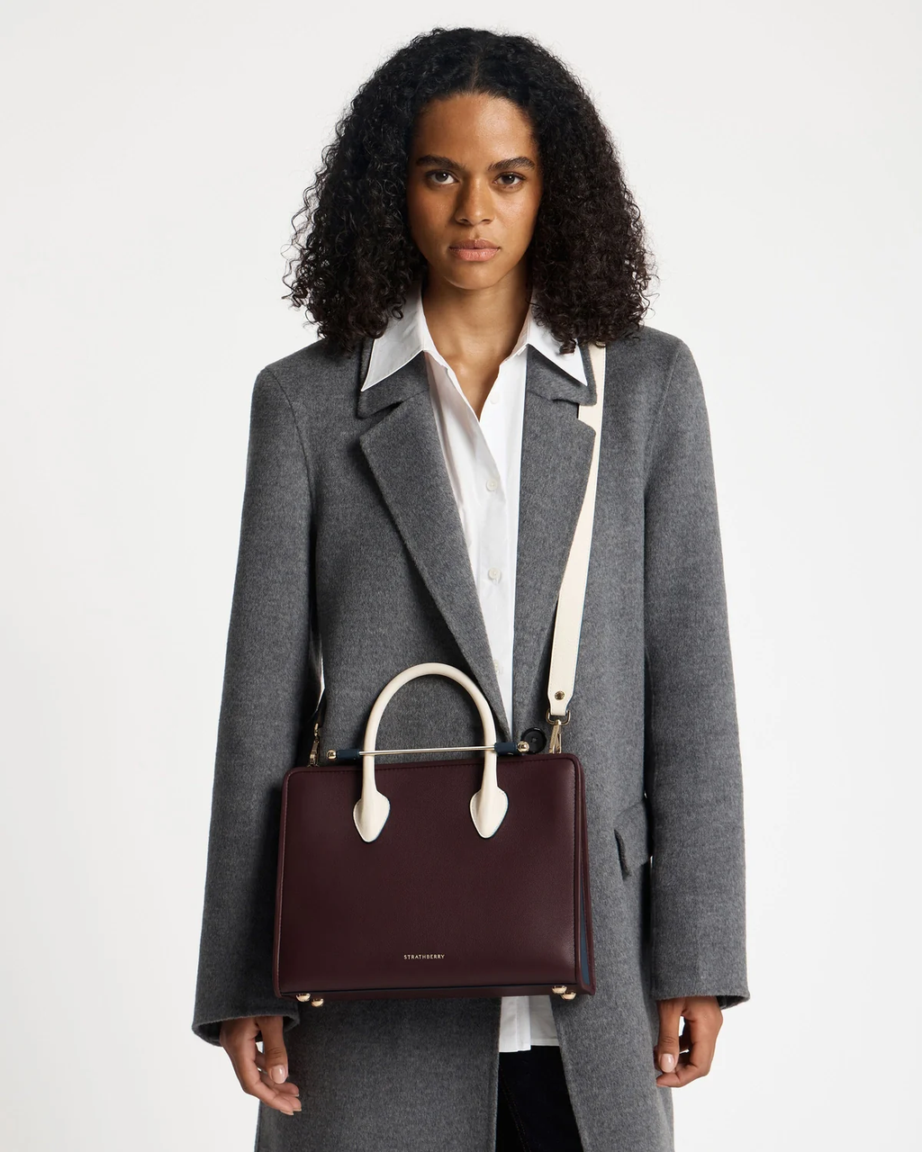 Midi Tote - Burgundy/Navy/Vanilla