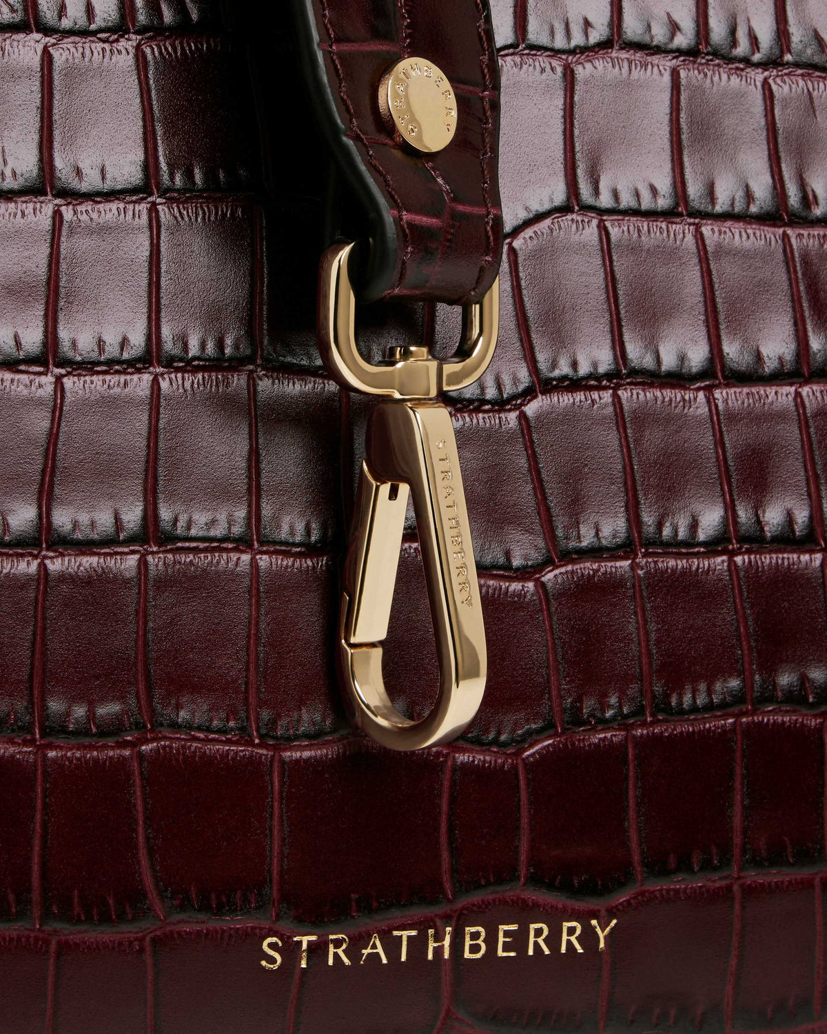 Midi Tote - Croc-Embossed Leather Burgundy