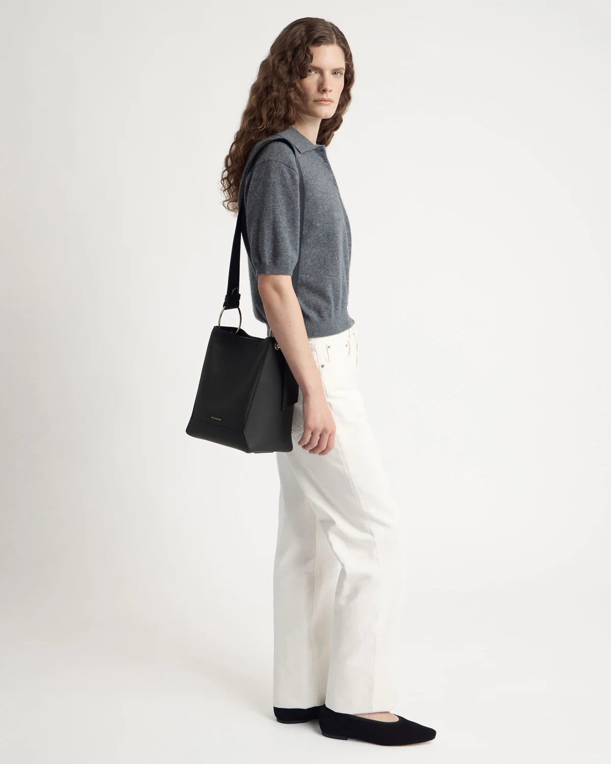 Lana Midi Bucket Bag - Black