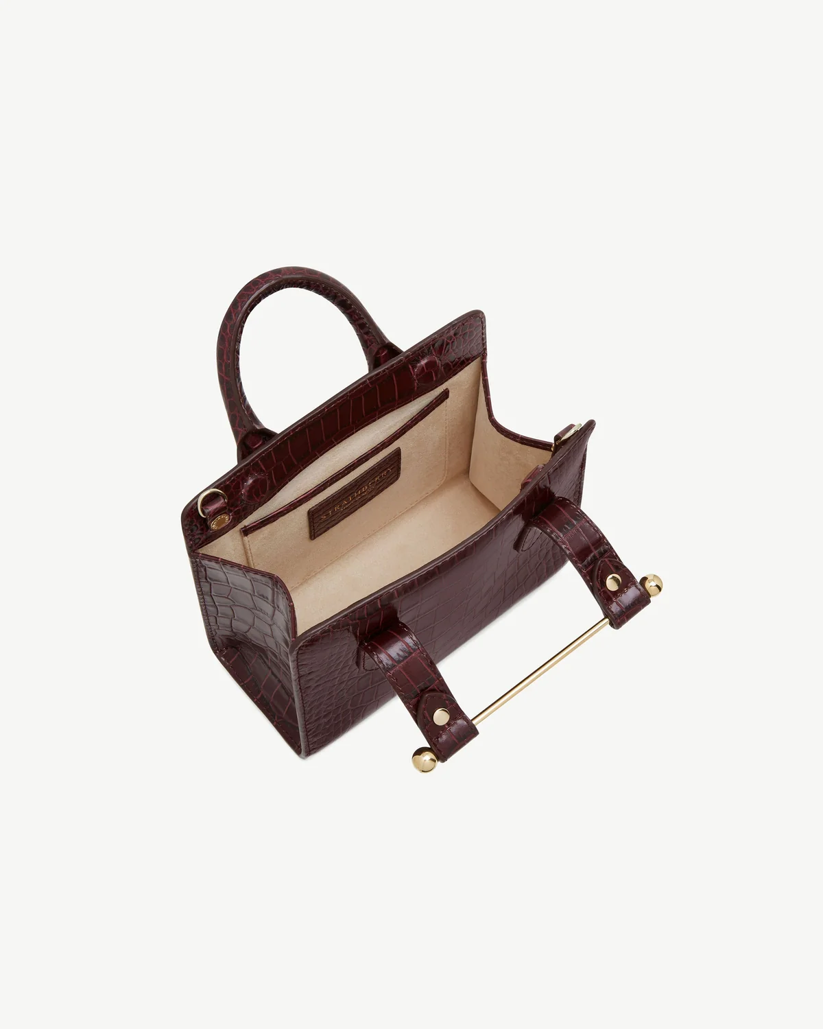 Nano Tote - Croc-Embossed Leather Burgundy