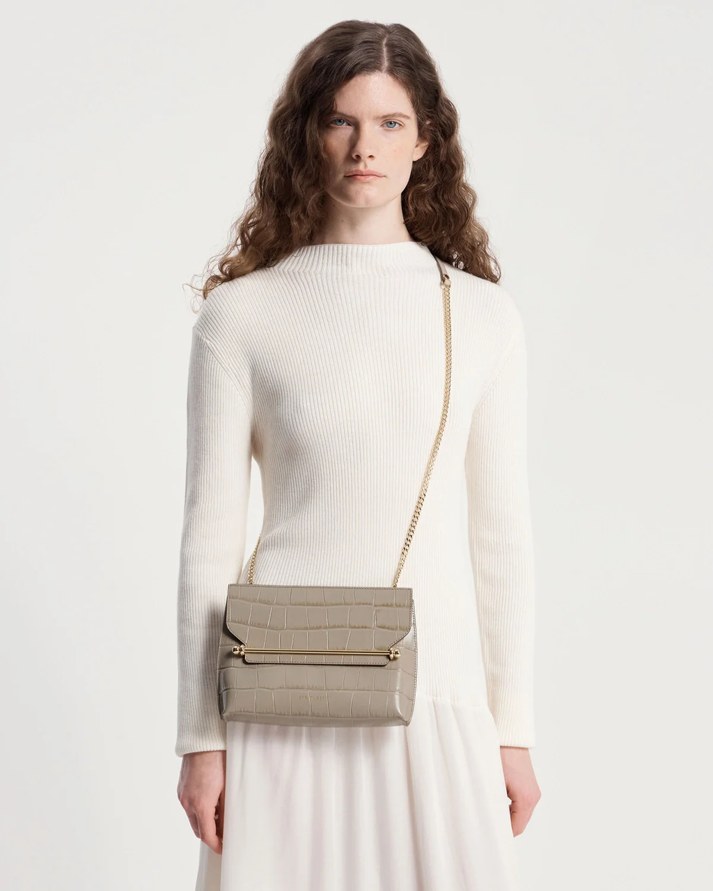 Stylist - Croc-Embossed Leather Light Taupe