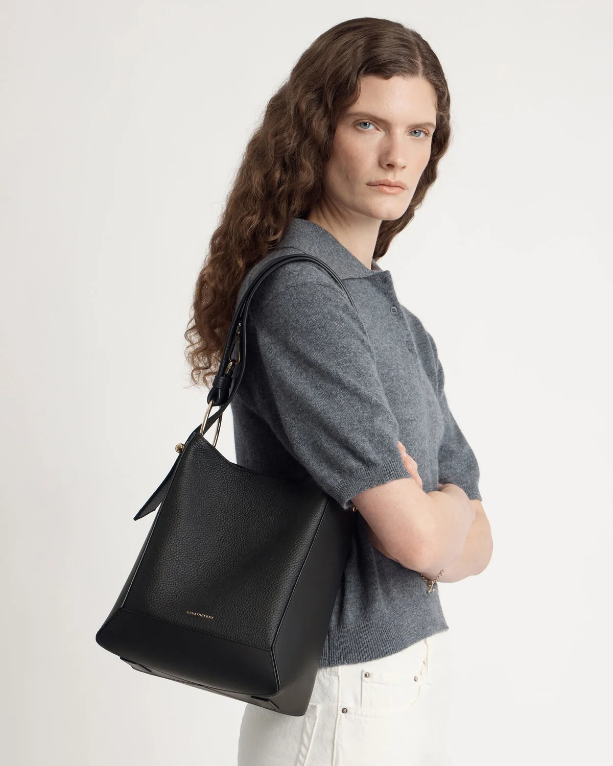 Lana Midi Bucket Bag - Black