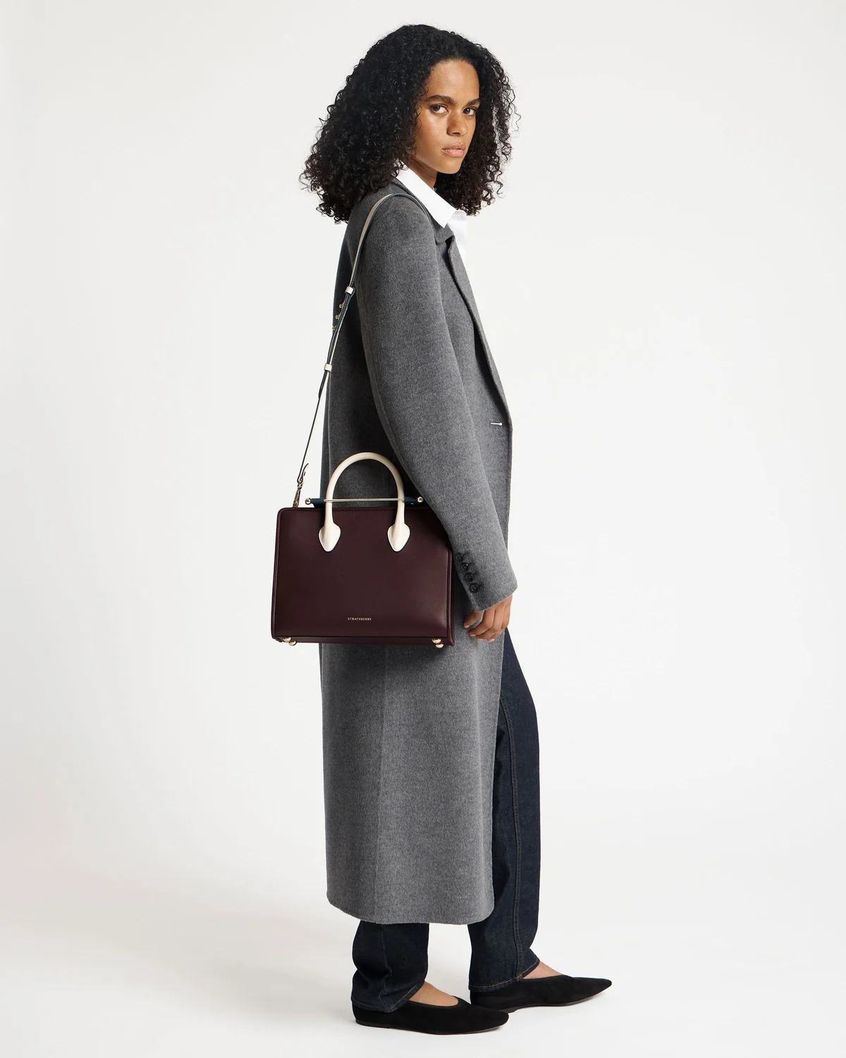 Midi Tote - Burgundy/Navy/Vanilla