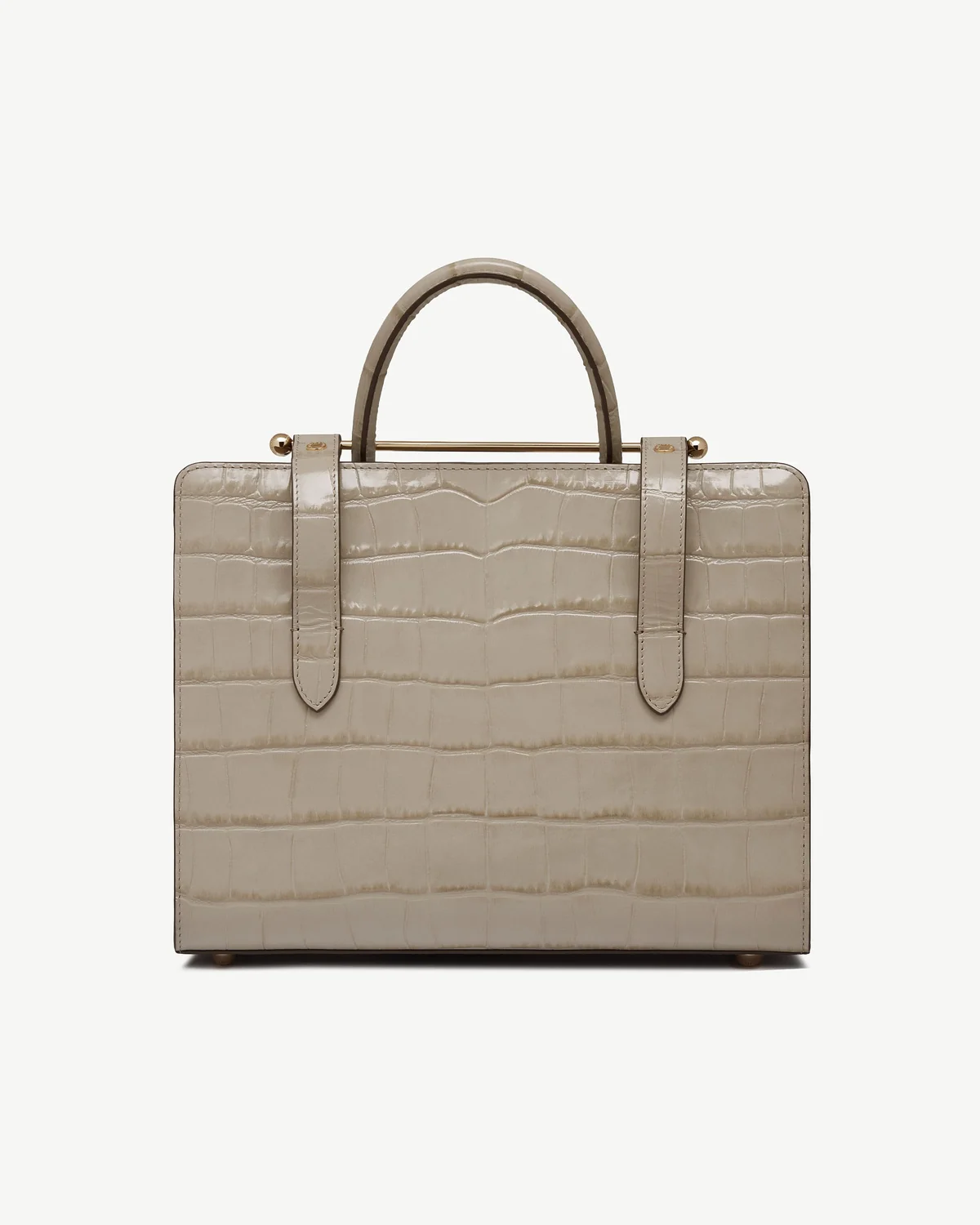 Midi Tote - Croc-Embossed Leather Light Taupe
