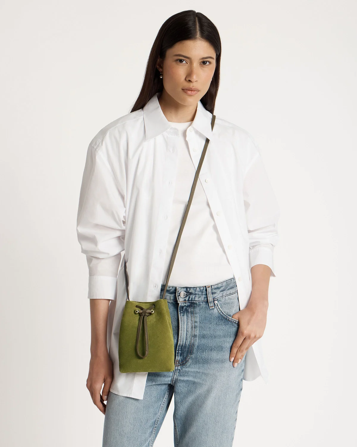 Osette Midi Pouch - Lime Suede/Khaki