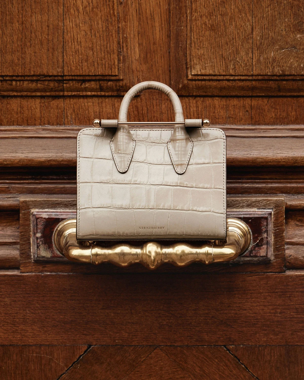 Nano Tote - Croc-Embossed Leather Light Taupe