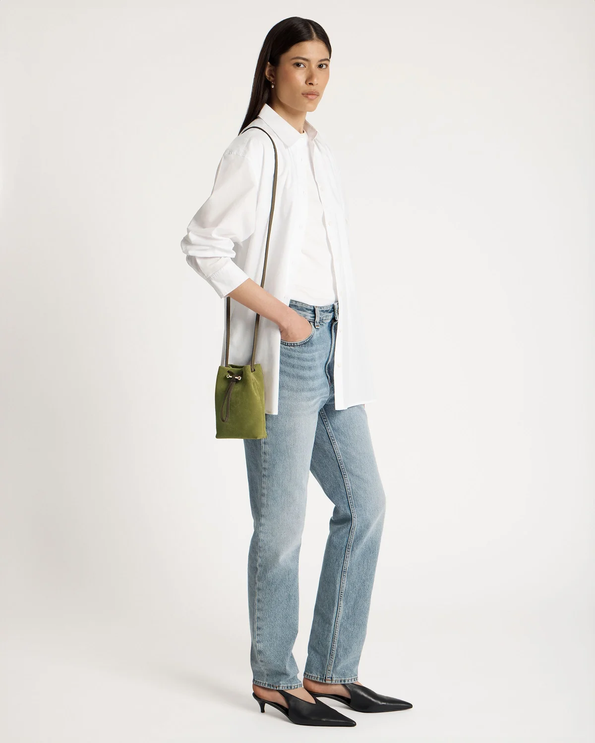 Osette Midi Pouch - Lime Suede/Khaki