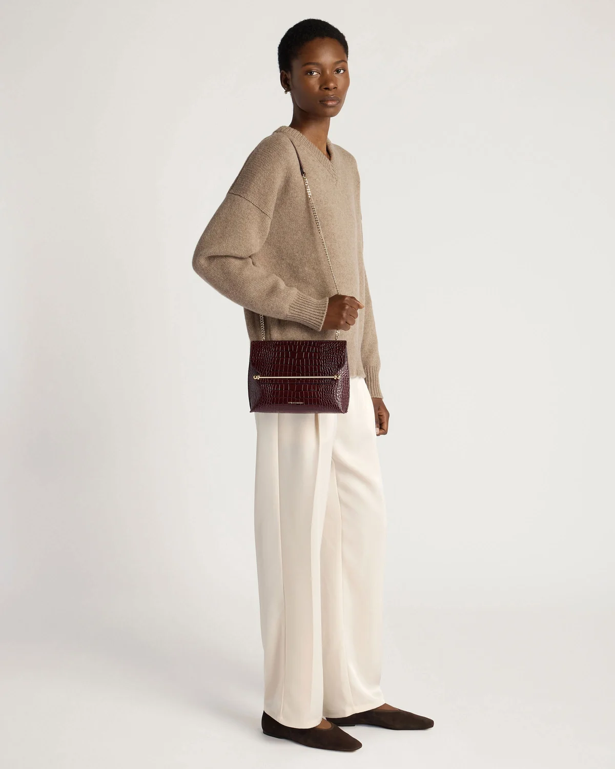 Stylist - Croc-Embossed Leather Burgundy