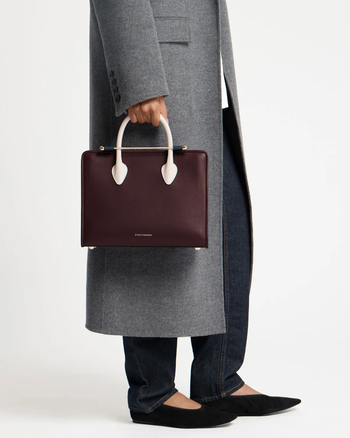Midi Tote - Burgundy/Navy/Vanilla