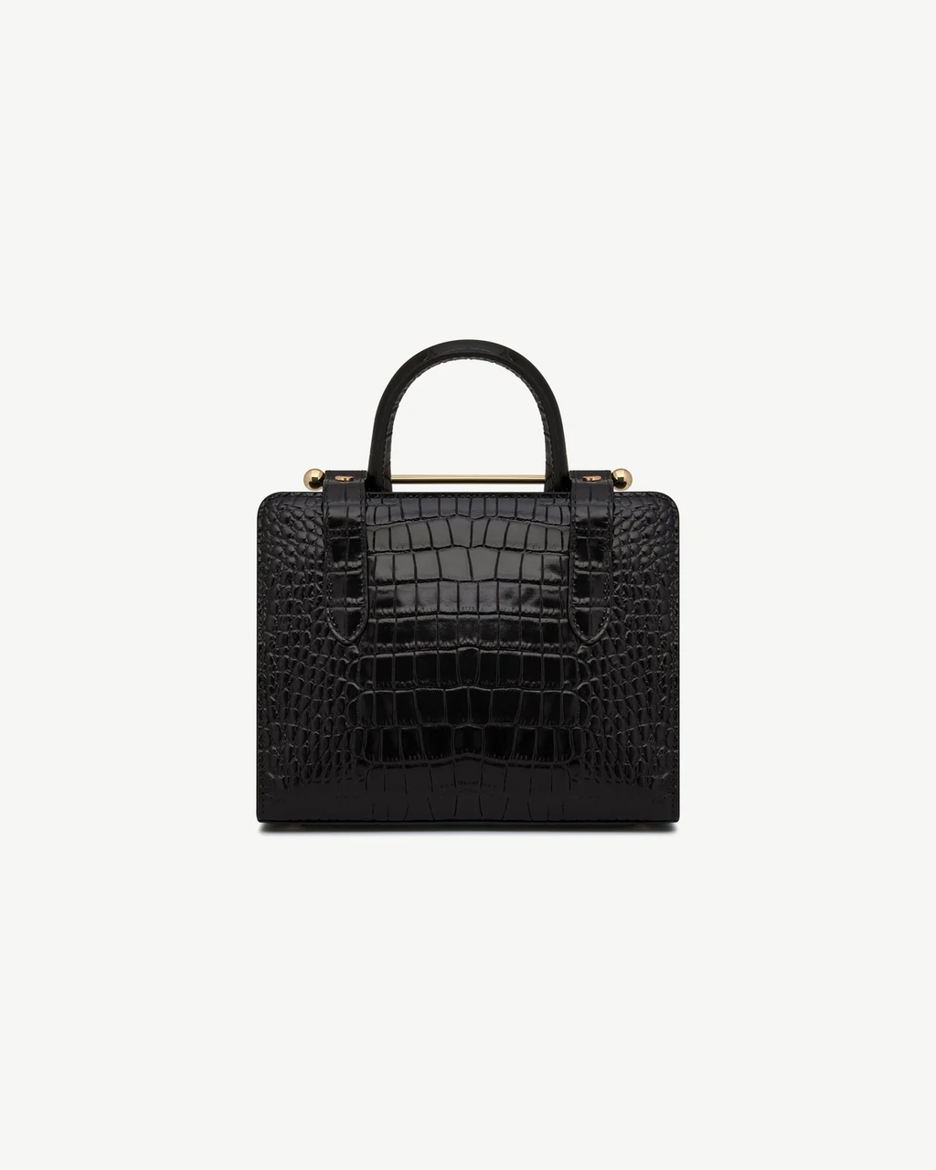 Mini Tote - Croc-Embossed Leather Black