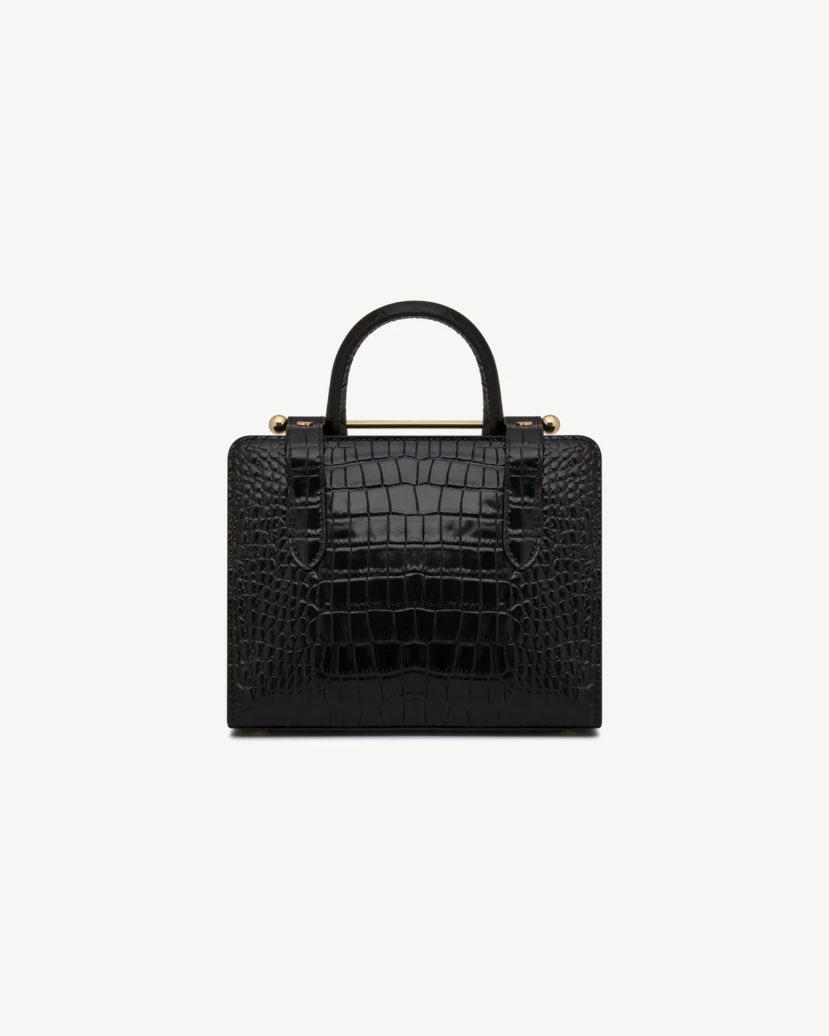 Mini Tote - Croc-Embossed Leather Black