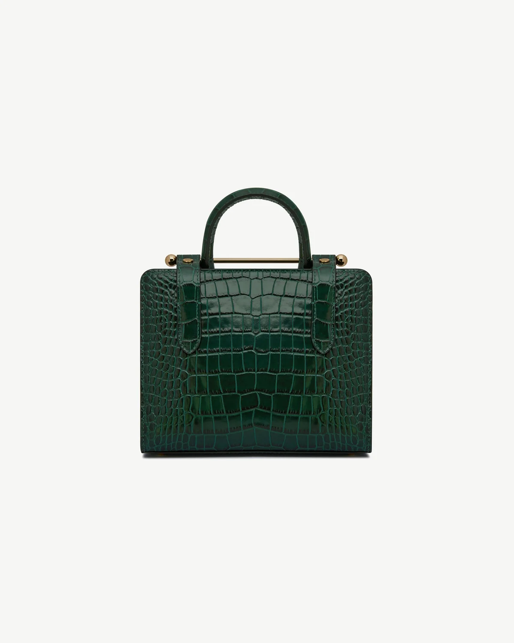 Mini Tote - Croc-Embossed Leather Bottle Green