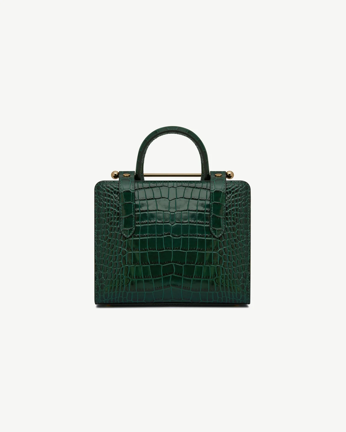 Mini Tote - Croc-Embossed Leather Bottle Green