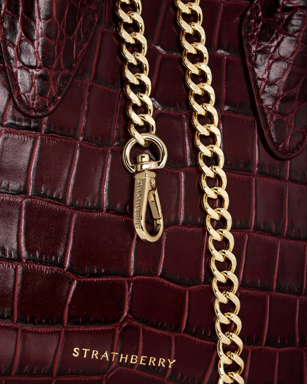 Nano Tote - Croc-Embossed Leather Burgundy