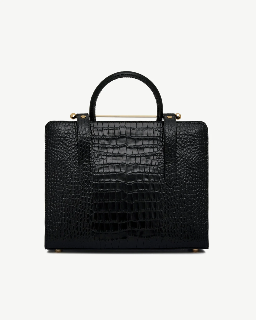 Midi Tote - Croc-Embossed Leather Black
