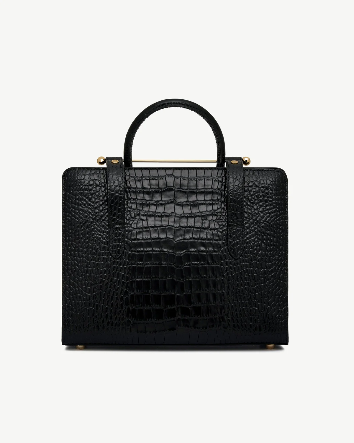 Midi Tote - Croc-Embossed Leather Black