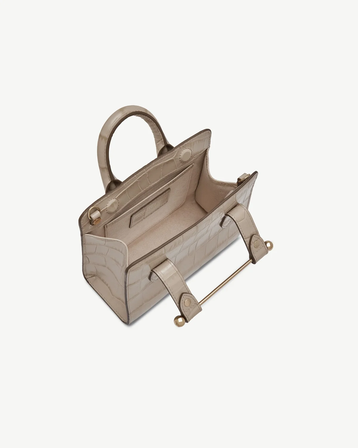 Nano Tote - Croc-Embossed Leather Light Taupe
