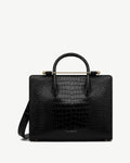 Midi Tote - Croc-Embossed Leather Black