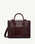 Midi Tote - Croc-Embossed Leather Burgundy