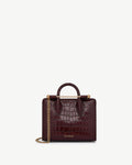 Nano Tote - Croc-Embossed Leather Burgundy