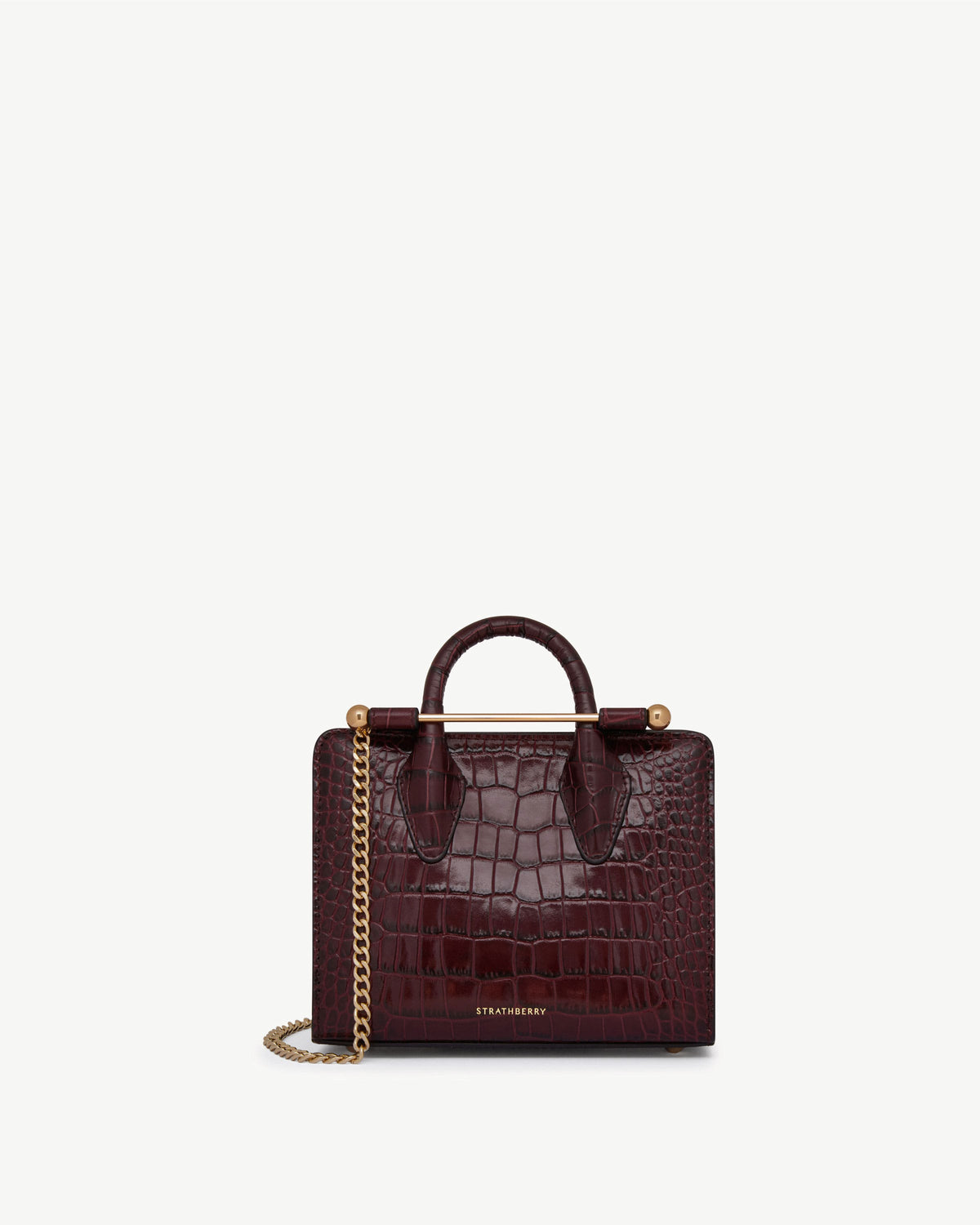 Nano Tote - Croc-Embossed Leather Burgundy