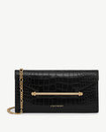 Multrees Chain Wallet - Croc-Embossed Leather Black