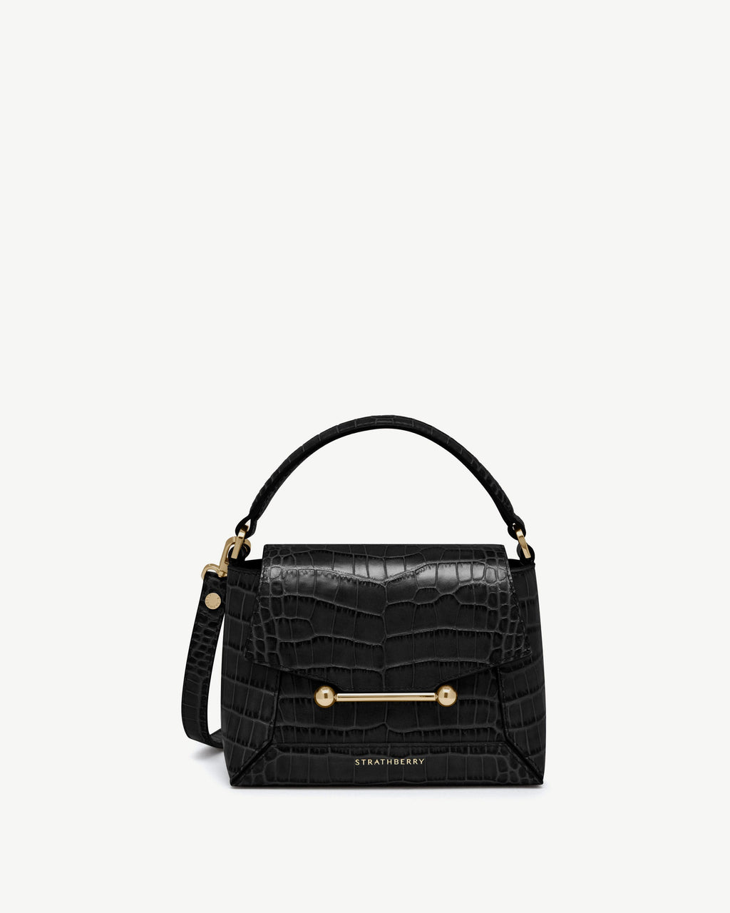 Mosaic Nano - Soft Croc-Embossed Leather Black