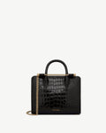 Mini Tote - Croc-Embossed Leather Black