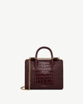 Mini Tote - Croc-Embossed Leather Burgundy