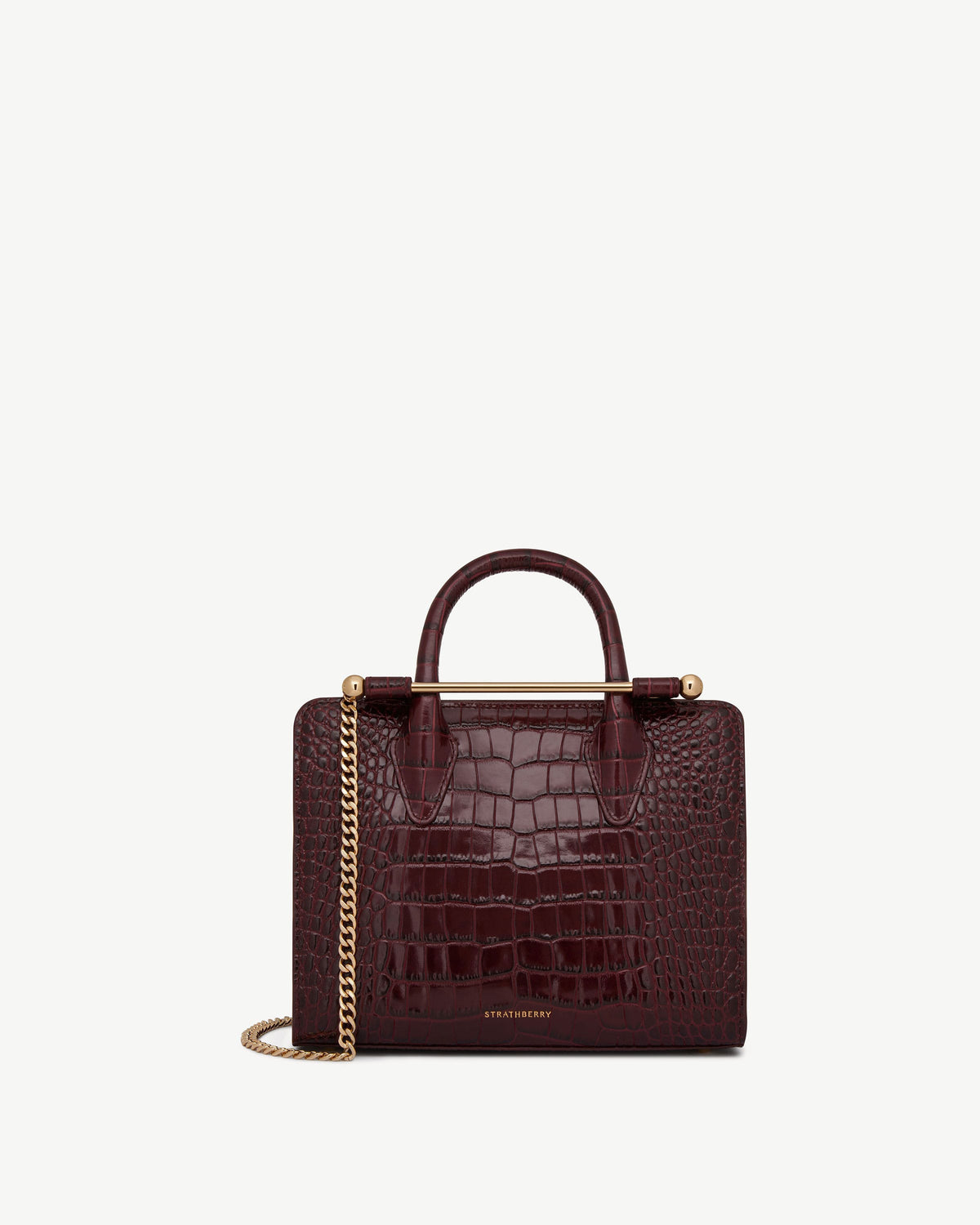 Mini Tote - Croc-Embossed Leather Burgundy