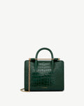 Mini Tote - Croc-Embossed Leather Bottle Green
