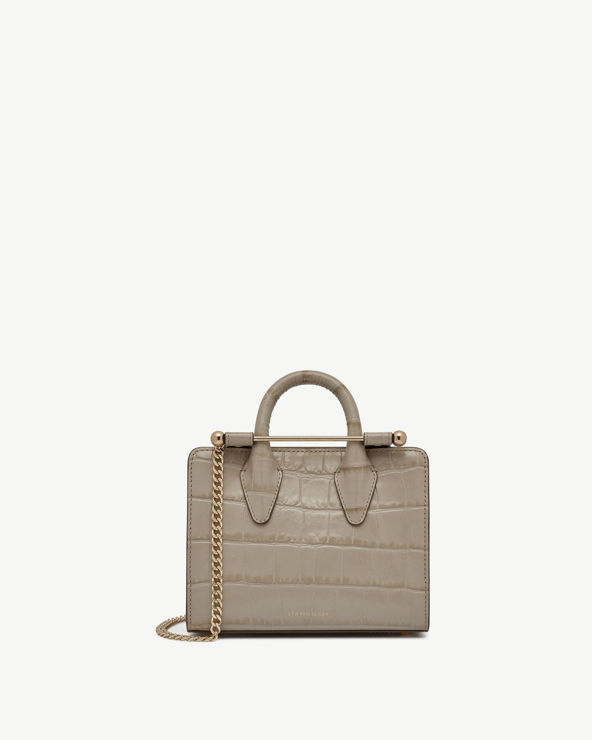 Nano Tote - Croc-Embossed Leather Light Taupe