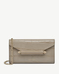 Multrees Chain Wallet - Croc-Embossed Leather Light Taupe