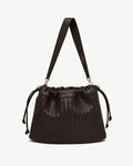 Charlotte Midi Drawstring - Chocolate Woven Leather