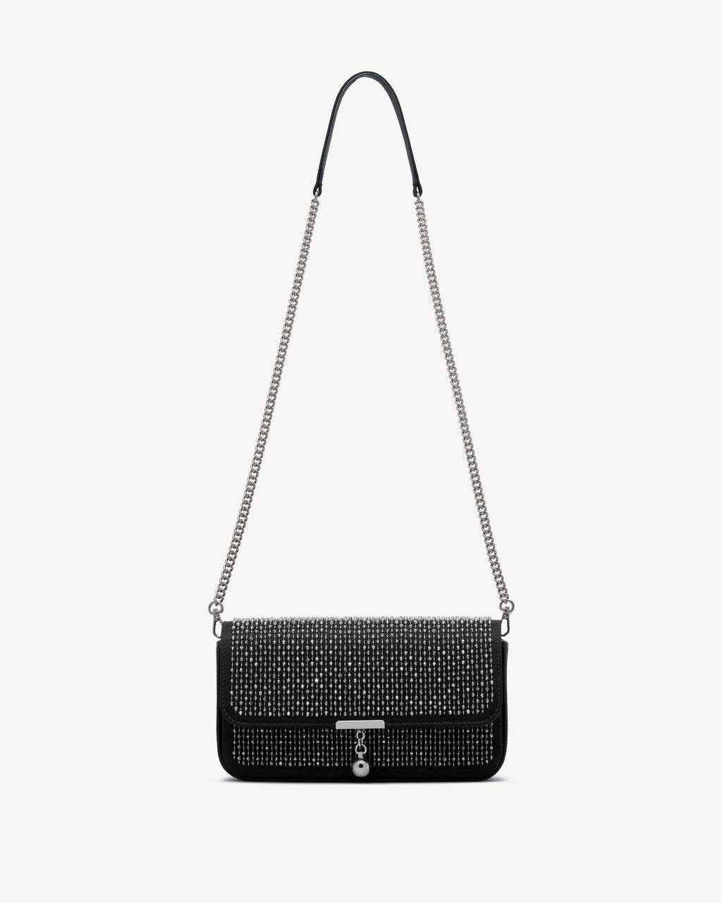 Nocturn Clutch - Black Embroidered Satin