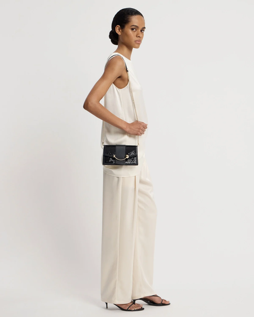 Crescent on a Chain - Black Sequins