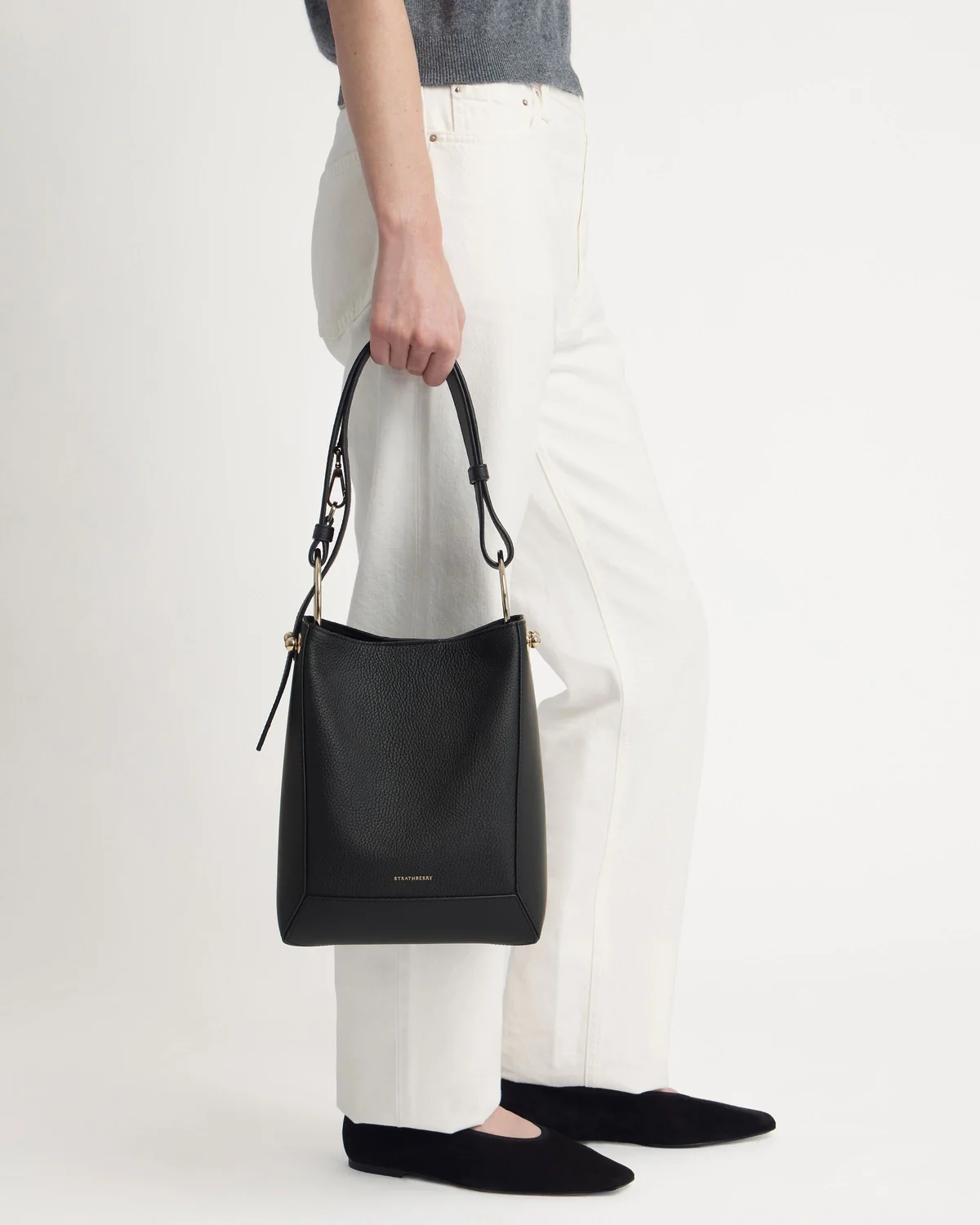 Lana Midi Bucket Bag - Black