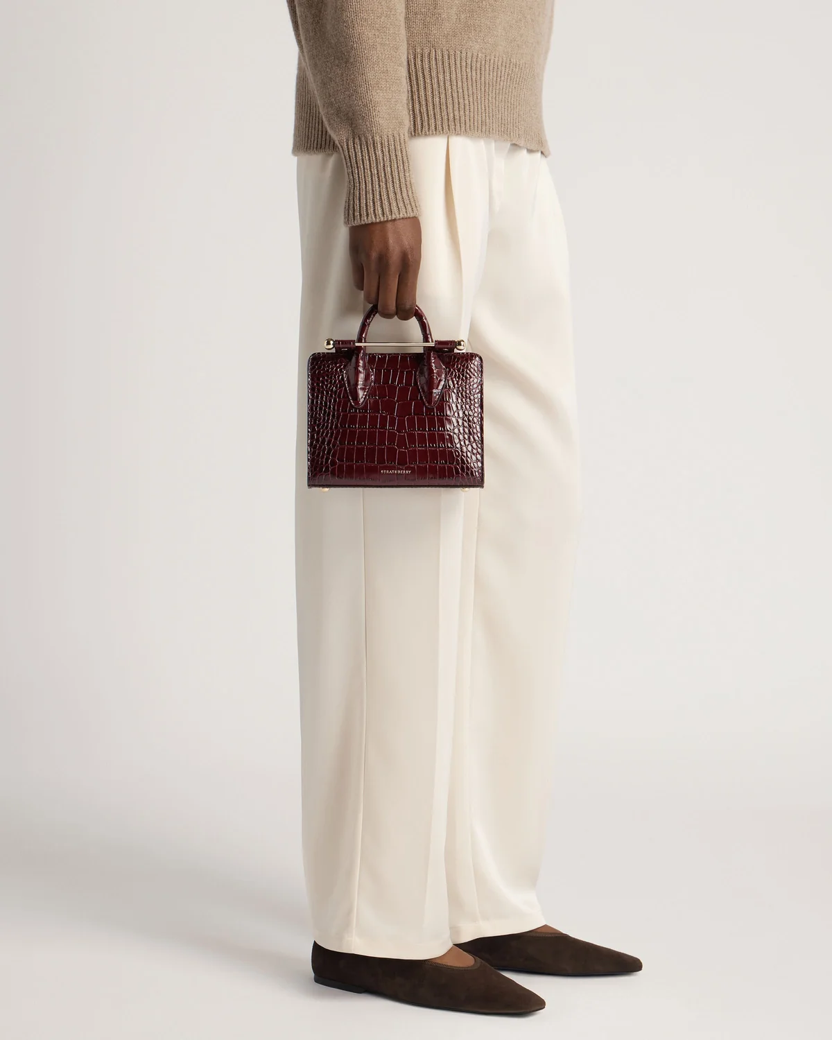 Nano Tote - Croc-Embossed Leather Burgundy