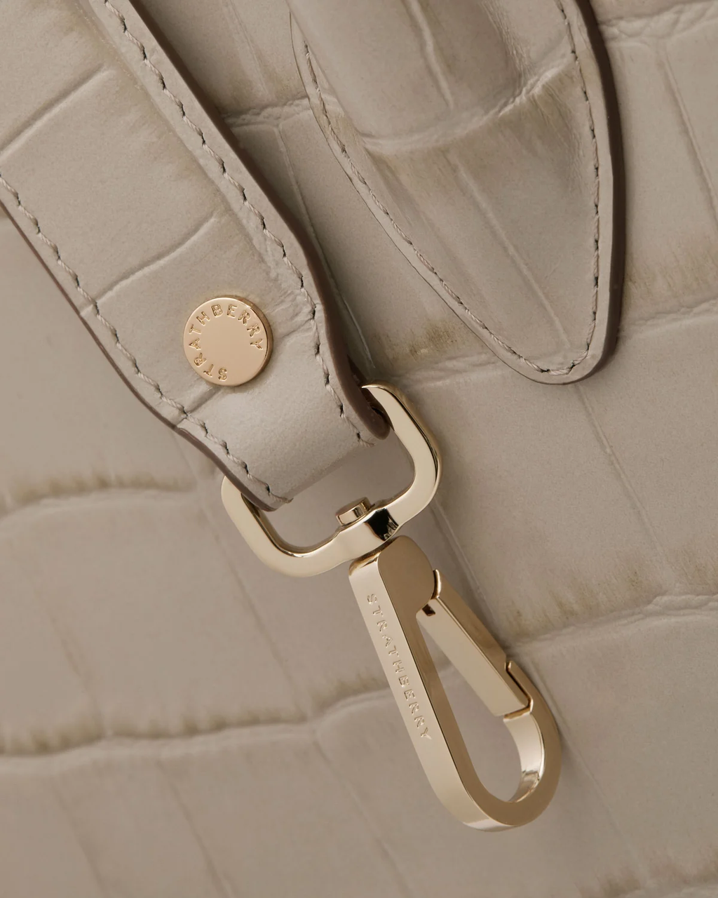 Midi Tote - Croc-Embossed Leather Light Taupe