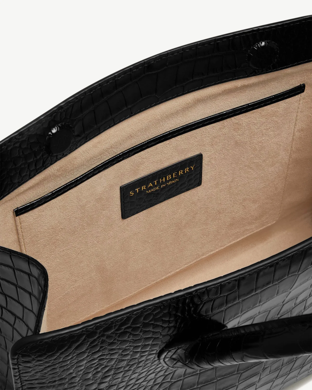 Midi Tote - Croc-Embossed Leather Black